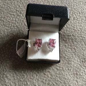 NWT pink CZ clip on earrings
